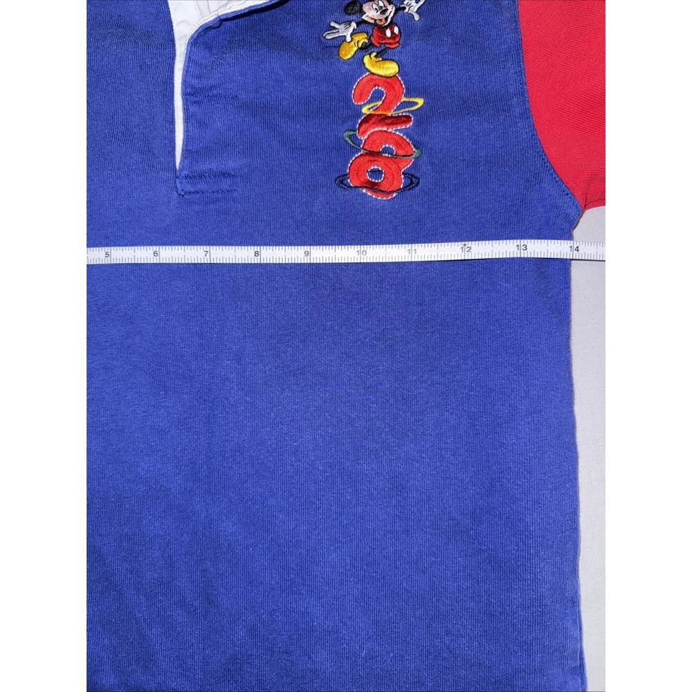 Disney Mickey Boys Vintage Rugby Long Sleeve Shirt Small (6) Y2k Colorblock - Picture 5 of 6